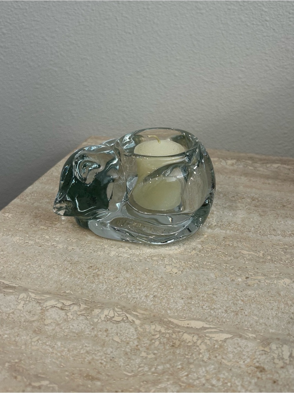 Clear Glass Cat Tealight Holder - Home Accents